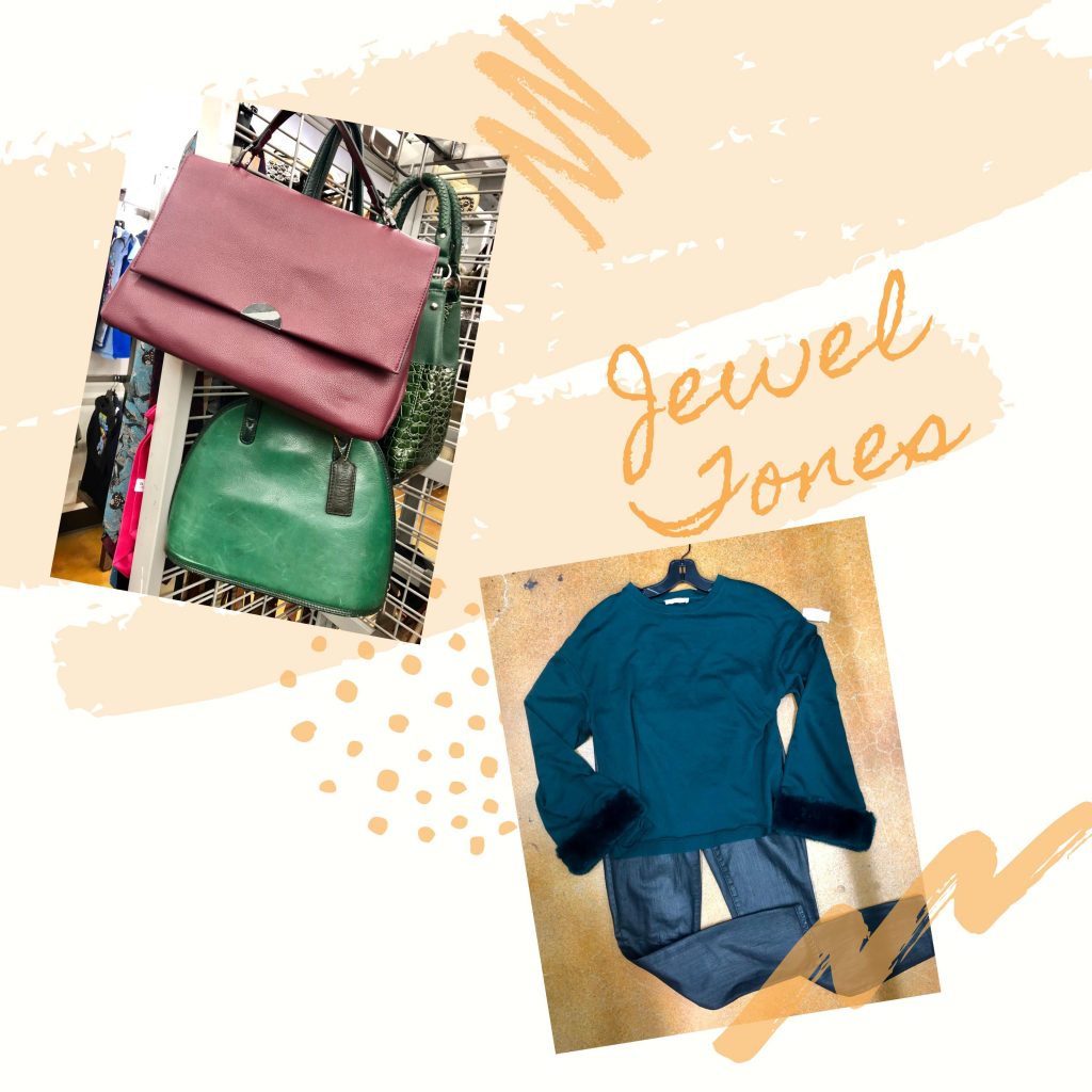 Ladies' bags and blue tops