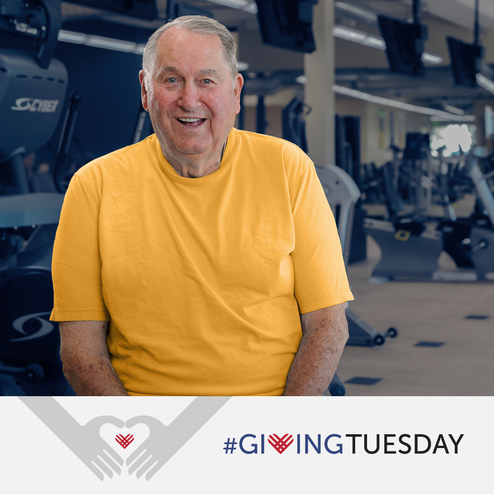 Bill Calliham sitting in a gym. #givingtuesday