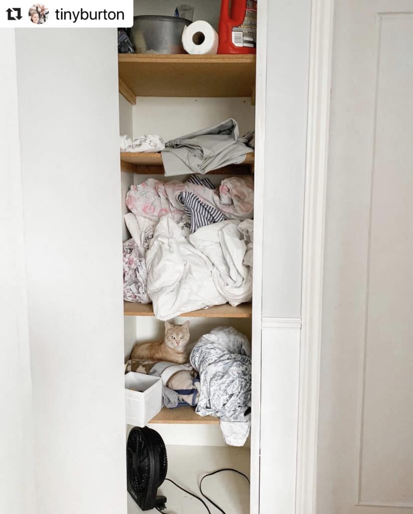 Cluttered linen closet