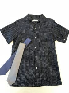 Blue polka dot men's shirt and tie