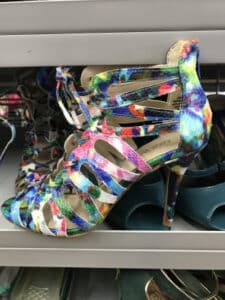 Heels displayed at Goodwill store