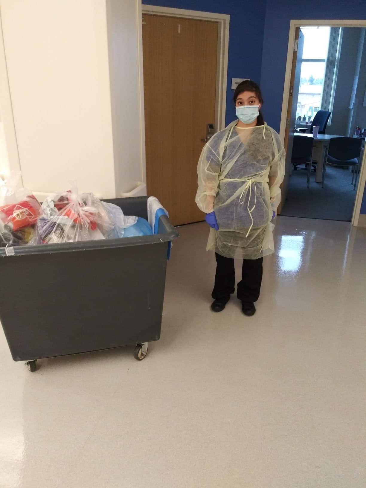 Liliana wearing mask and PPE at Children's Hospital of Orange County