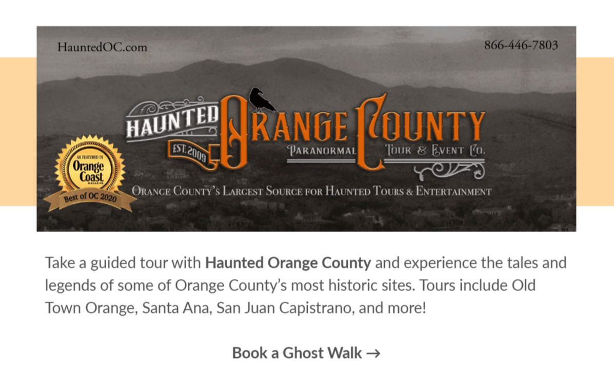 Poster of a guided tour with haunted orange county
