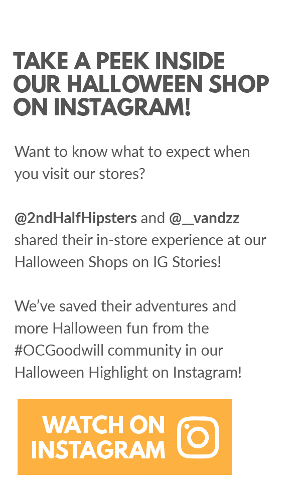 Message saying take a peek inside our Halloween shop on Instagram