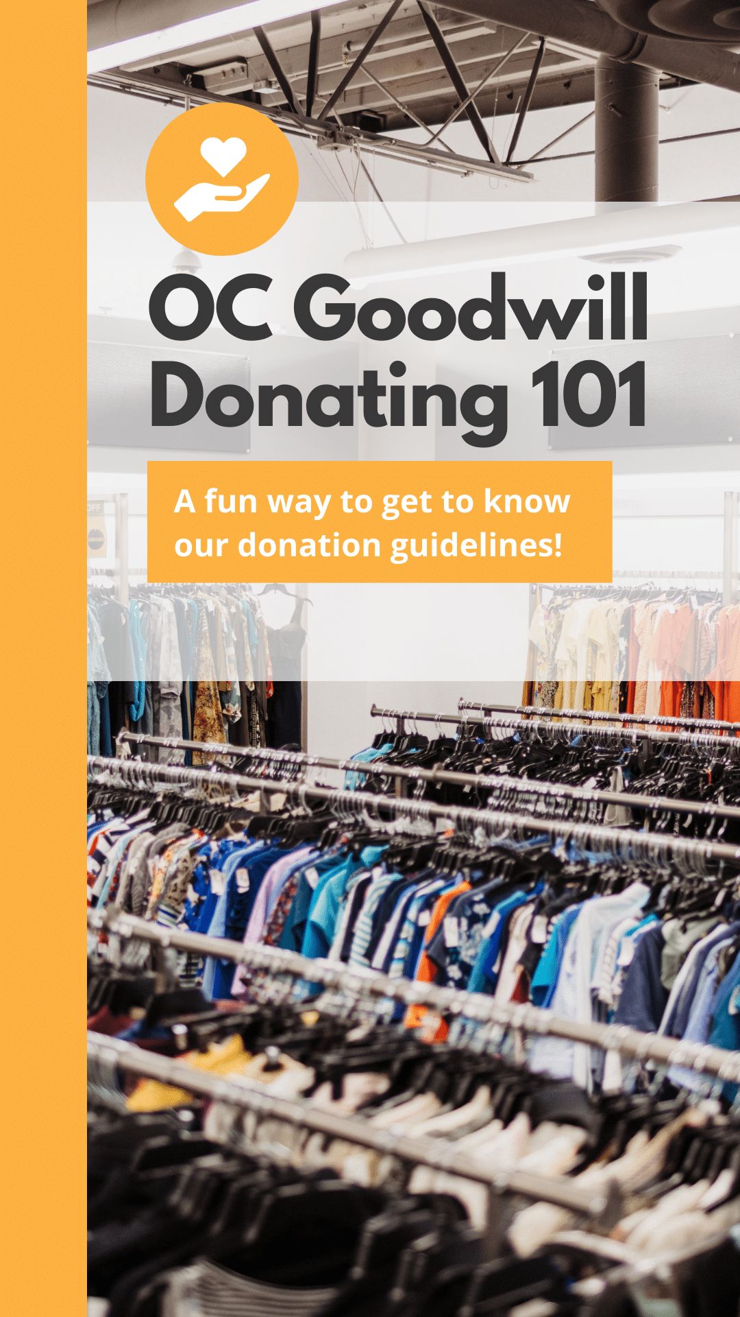 donating guidelines poster with image of store behind