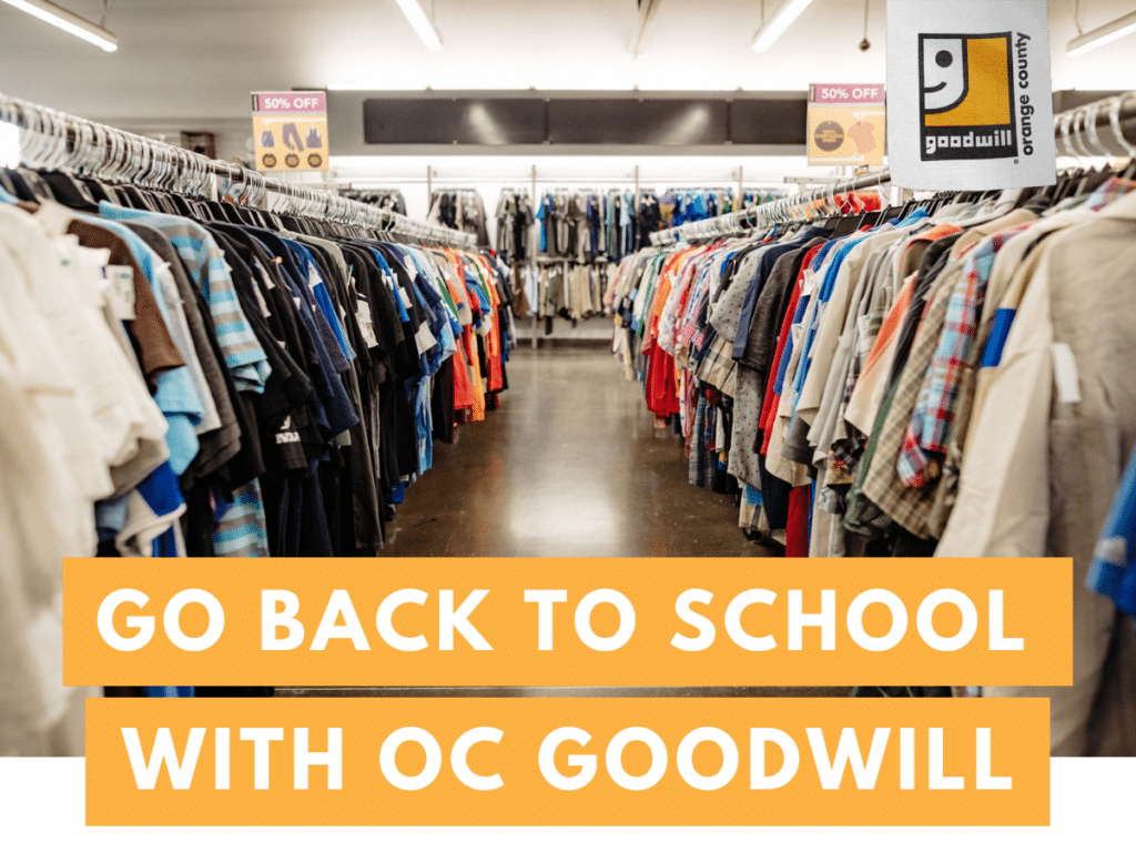 Dresses displayed in clothing racks at goodwill store