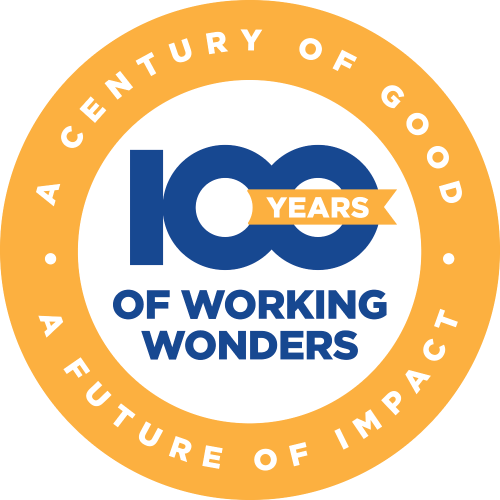 Goodwill badge for 100 years of working wonders.