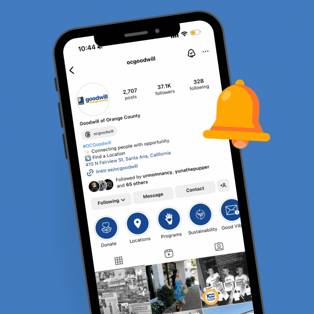 Be sure to check your Instagram notifications first thing on Saturday morning! We're sending YOU an invitation to join the the #OCGoodwill Broadcast channel!