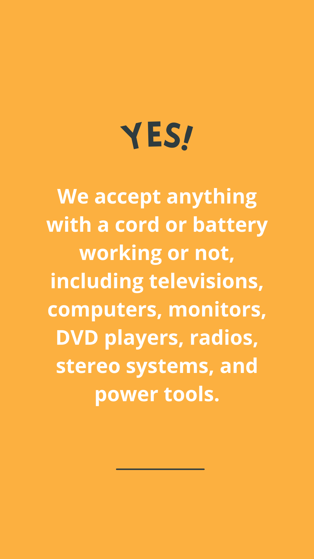 goodwill poster that says they accept electronics