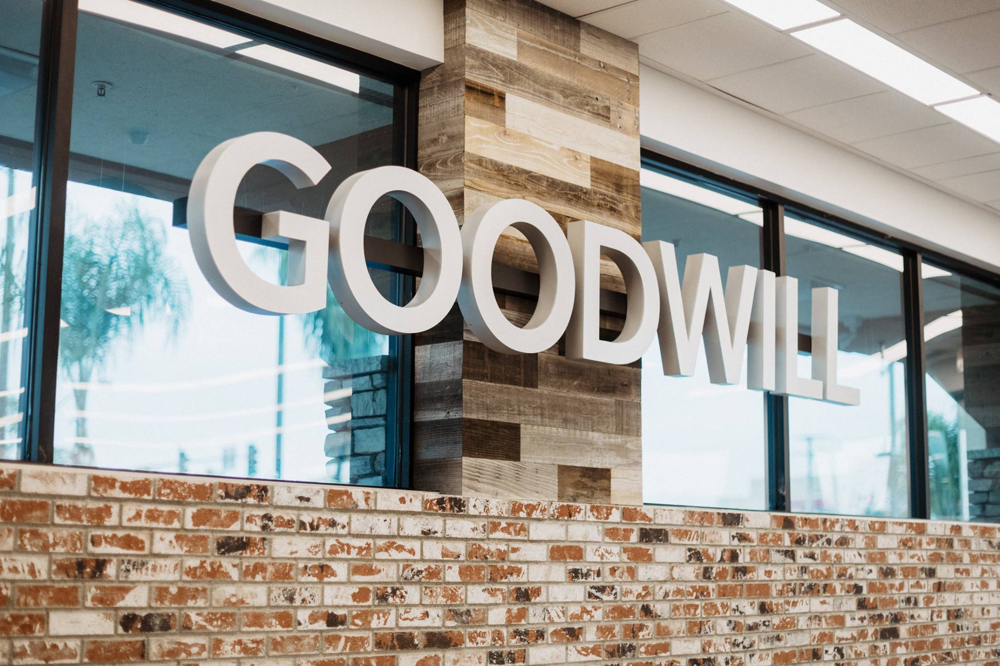 Goodwill logo on wall