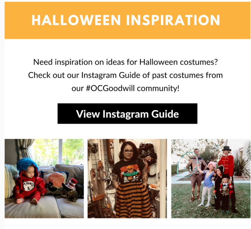 Instagram posts of Goodwill community in Halloween costumes