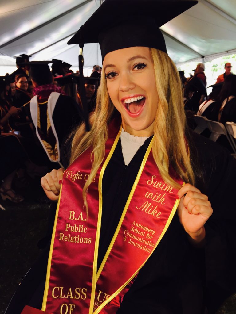 Natalie Buchoz poses on her graduation day from University of Southern California