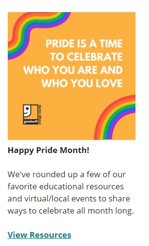 Pride month poster and message