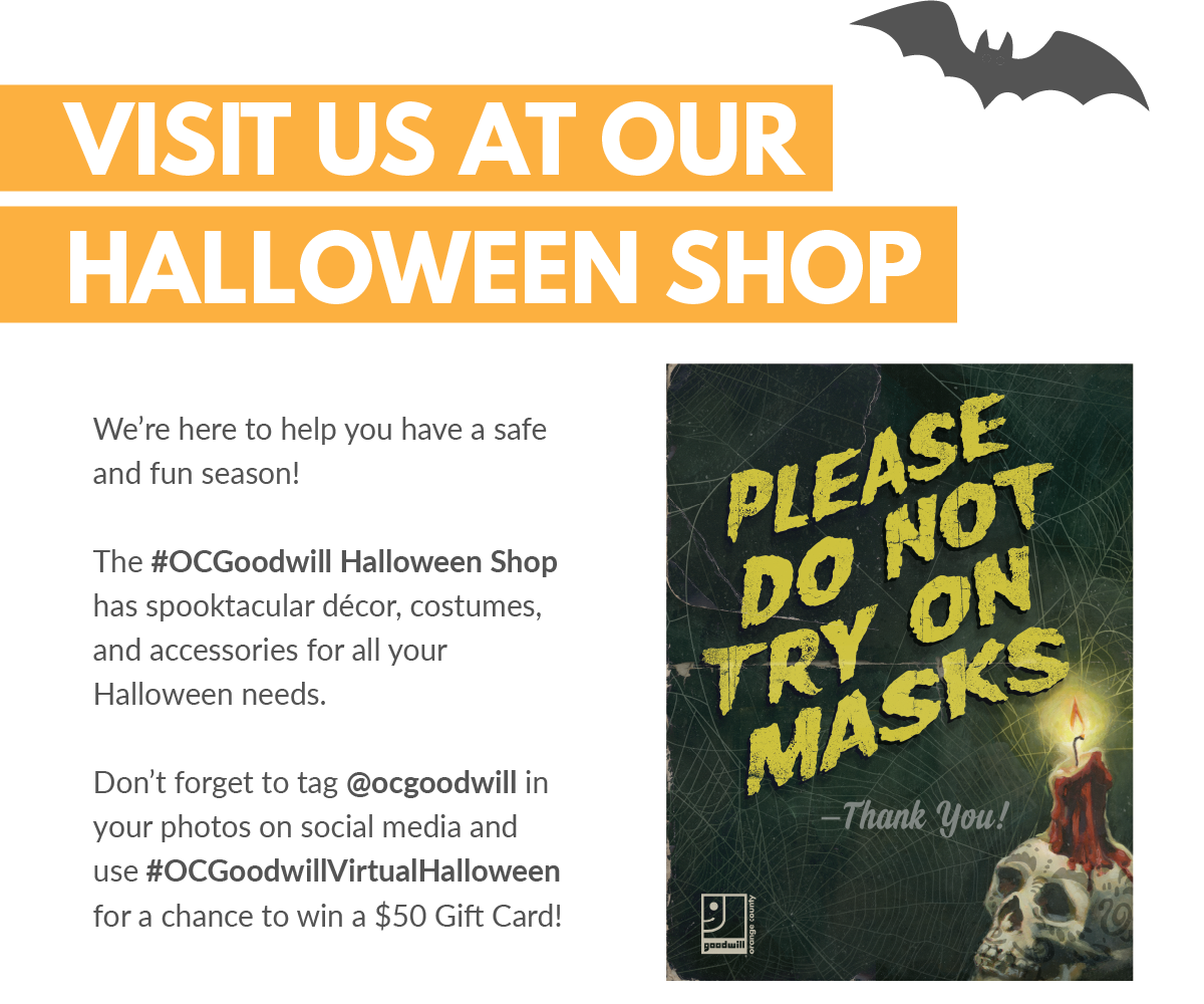 Message to customers from Goodwill Halloween shop